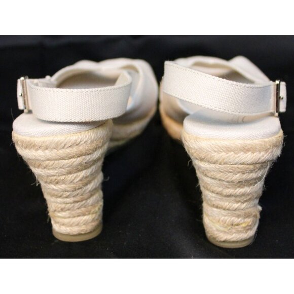 Coldwater Creek Wedges X Band Sling Sandals sz 8 M Women Tan Beach Buckle Rope - Picture 8 of 16